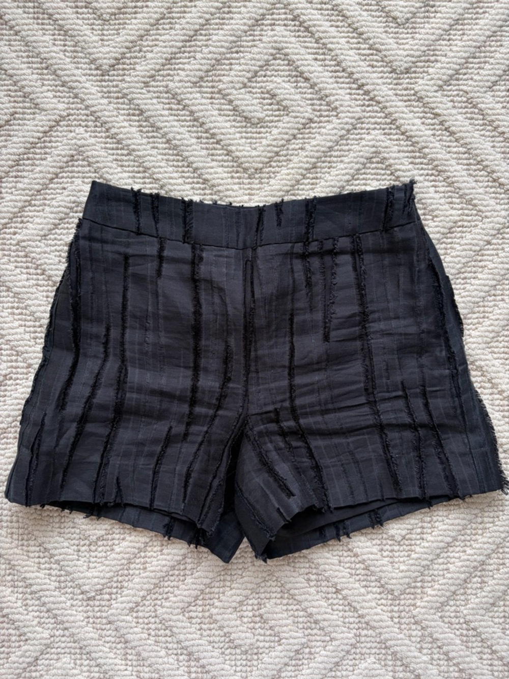 Marie Oliver Black Textured High-Waist Shorts, size 2